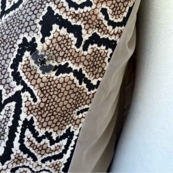 🐍 CAbi Python Snake Print Double Breasted Black Brown Long Sleeve Blazer Jacket - Picture 11 of 16